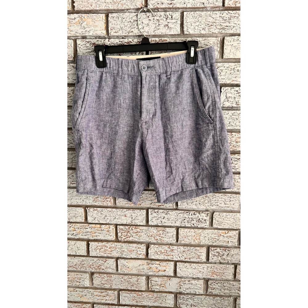 Abercrombie & Fitch Blue Linen Blend Stretch Shorts Mens 30 Casual Summer Heathr